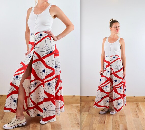 red white and blue maxi skirt