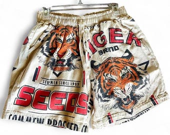 New boutique unisex tiger print seed sack shorts