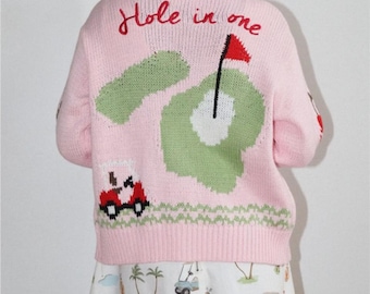 Neuer pinkfarbener, bestickter Cardigan mit Reißverschluss für Damen aus der Boutique (Golf-Stil).