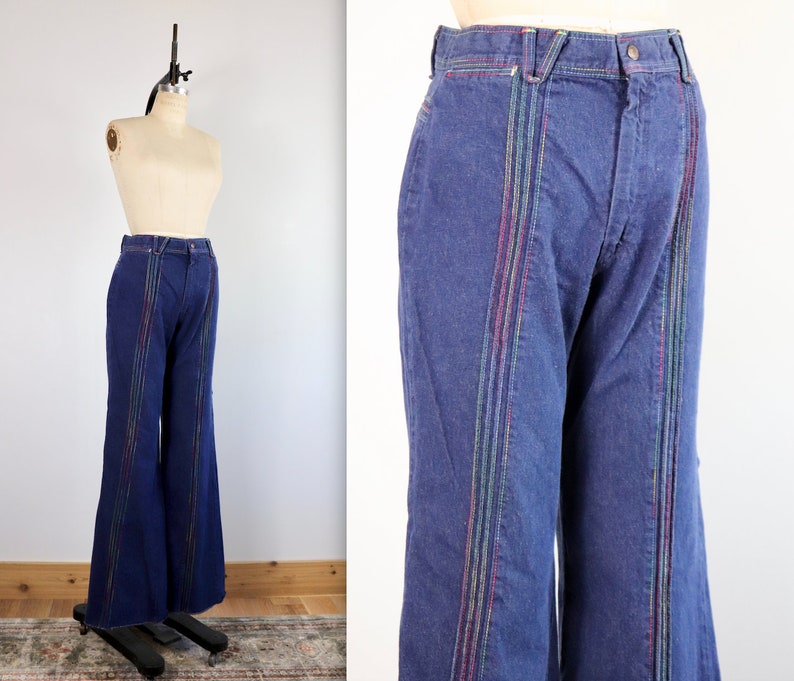 rainbow bell bottom jeans