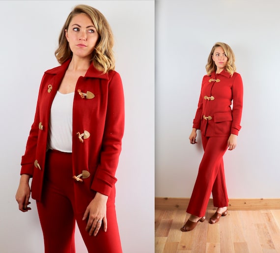 Vintage 70's Knit Western Toggle Suit