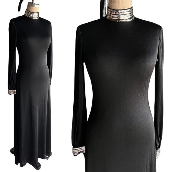 Vintage 1960s Black Sequin Party Dress - image 2