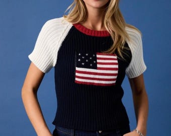 Neue Damen Boutique Americana Flagge patriotischen Pullover Top