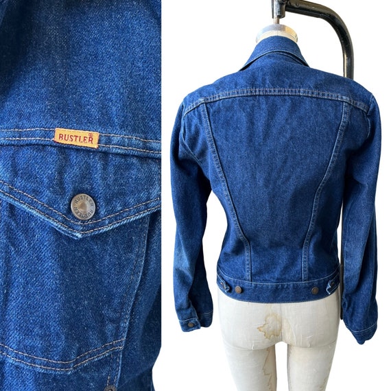 Vintage 70s Rustler Denim Western Jean Jacket Sma… - image 5