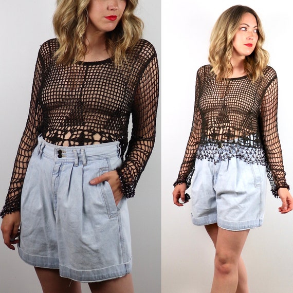 Vintage Fishnet Beaded Blouse