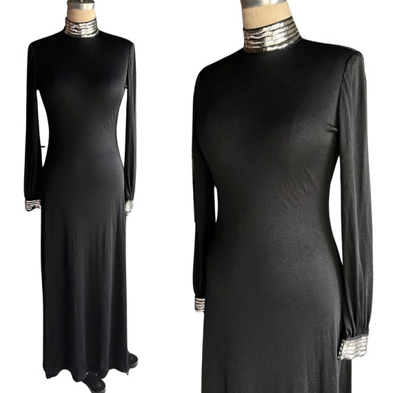 Vintage 1960s Black Sequin Party Dress - image 1