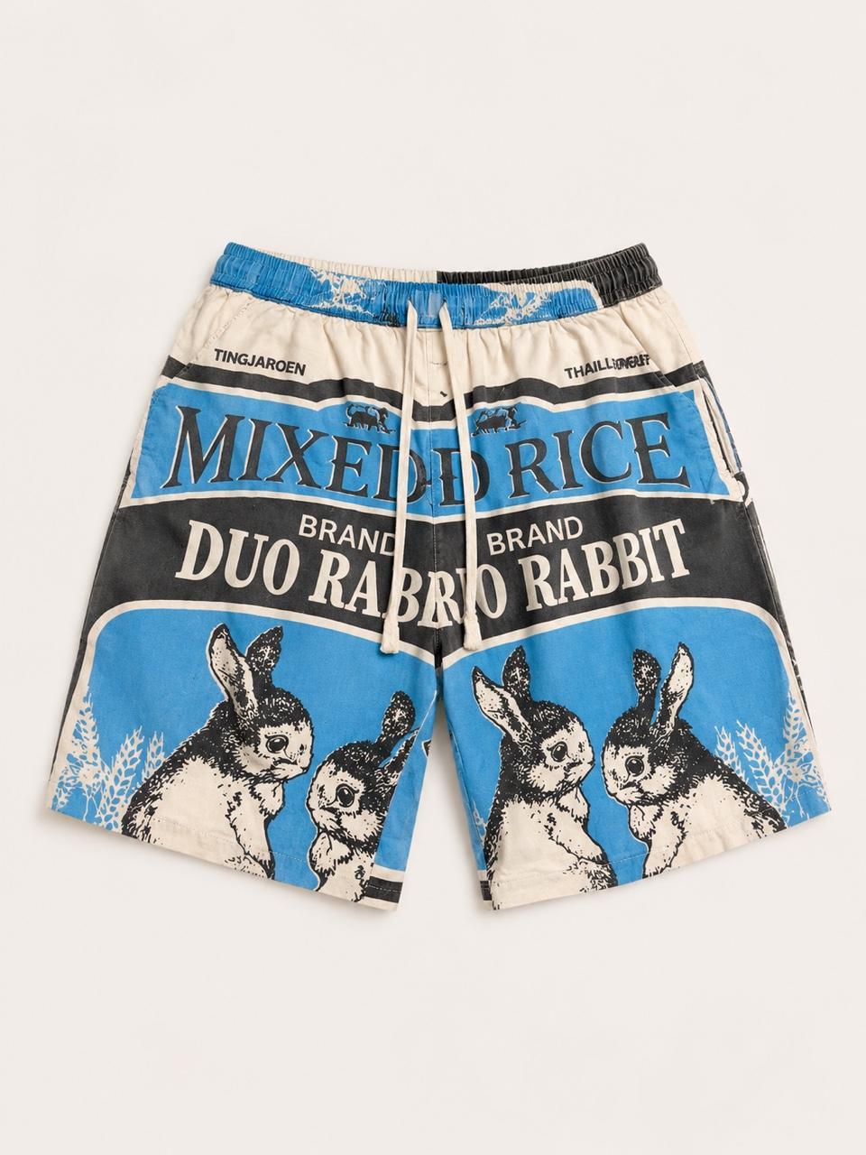 New women's boutique feed sack bunny rabbit cotton shorts