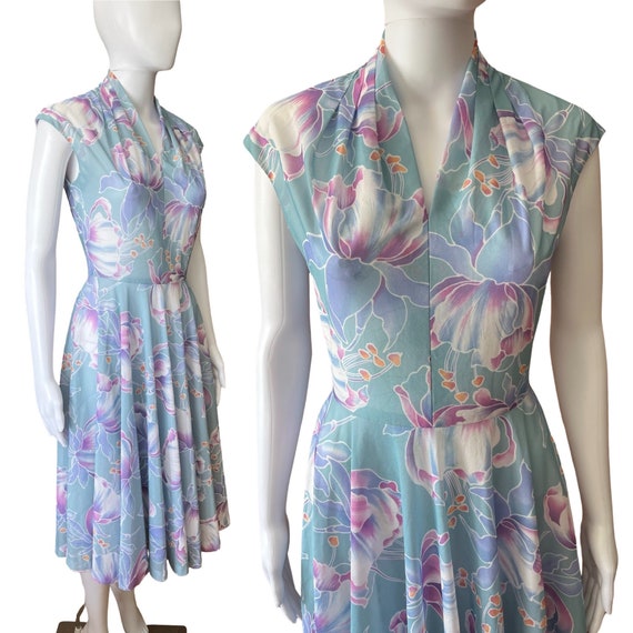 Vintage 1970s Sheer Floral Midi Dress - image 1