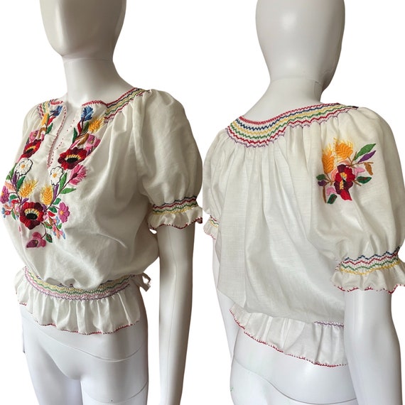 Vintage 1960s Penny Lane Embroidered Peasant Blou… - image 2