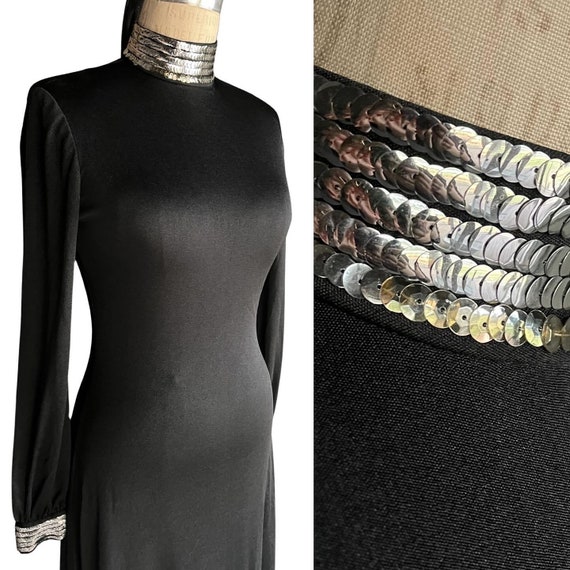 Vintage 1960s Black Sequin Party Dress - image 3