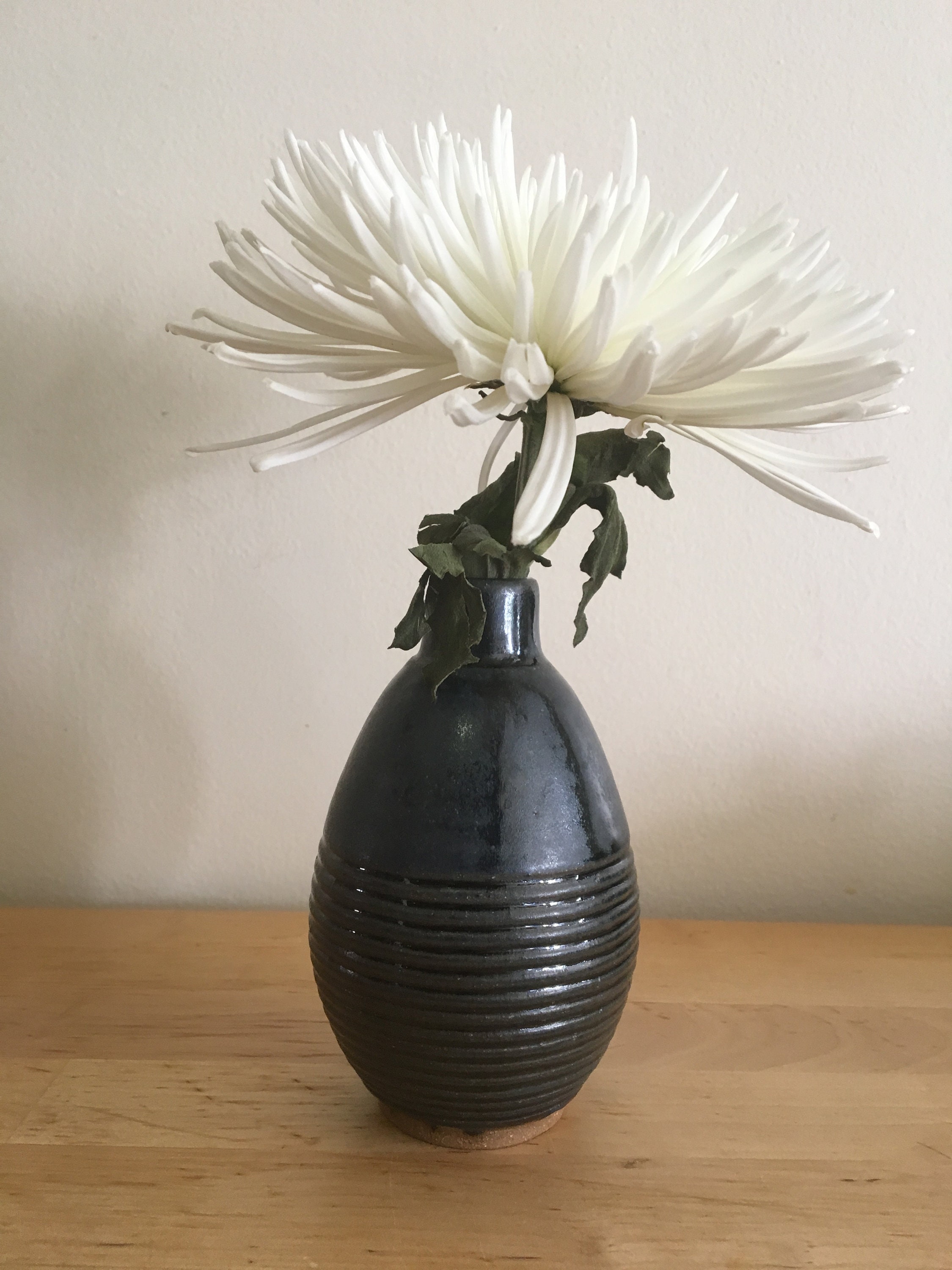 Small Black Metallic Bud Vase Etsy