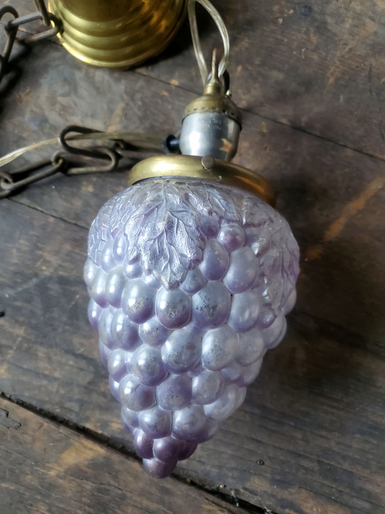 GRAPE Cluster Antique Art Glass Hanging Pendant Light Fixture Etsy