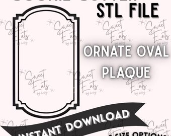 Ornate Oval Plaque Cookie Cutter STL: Elegant Baroque Frame (Digital Download)
