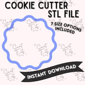 Wavy Circle Cookie Cutter STL File | Scalloped Round Cookie | Versatile Cookie Cutters | STL | Multiple Sizes | Digital Download