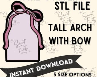 Arch with Bow Cookie Cutter STL File: Modern Baby Shower Cookie (Digital Download