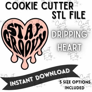 Droppande hjärta Kakutstickare STL-fil: Alla hjärtans dag (digital nedladdning)