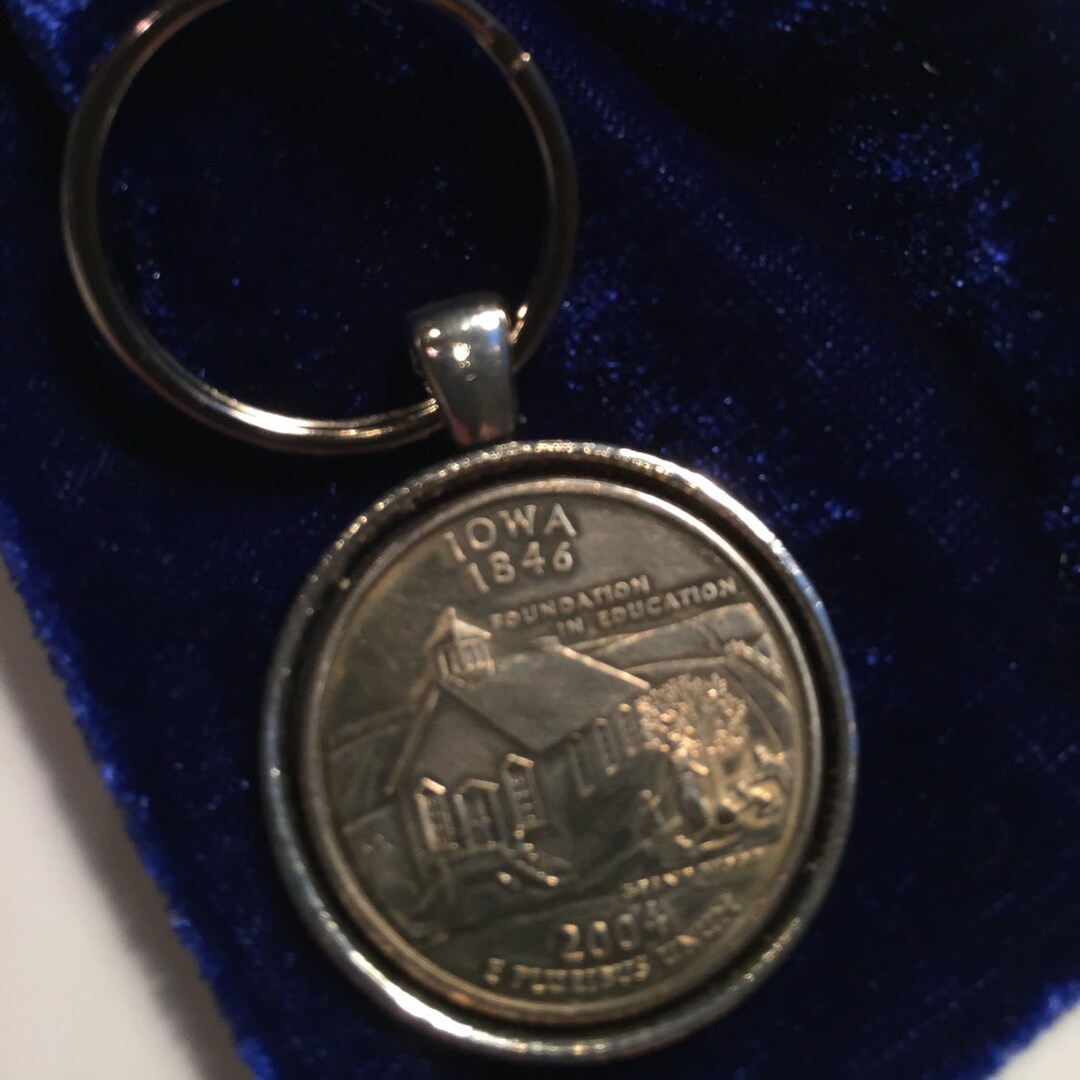 Iowa Keychain Iowa Quarter Keychain - Etsy