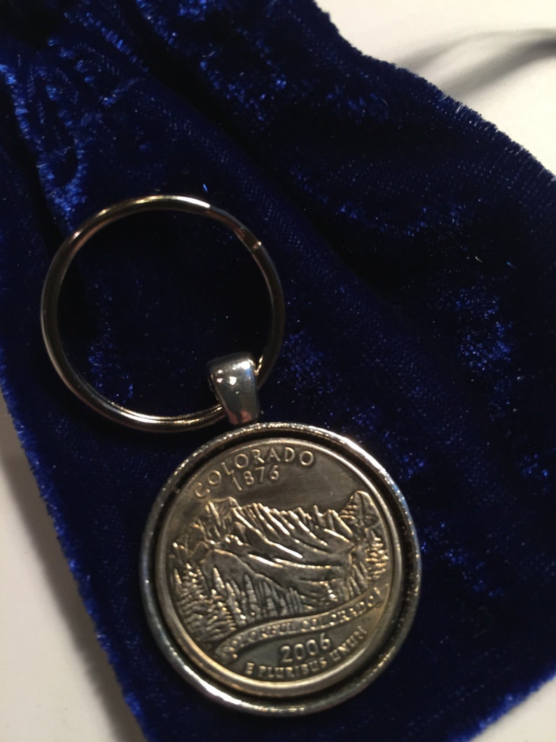 Colorado Quarter Keychain Colorful Colorado Etsy