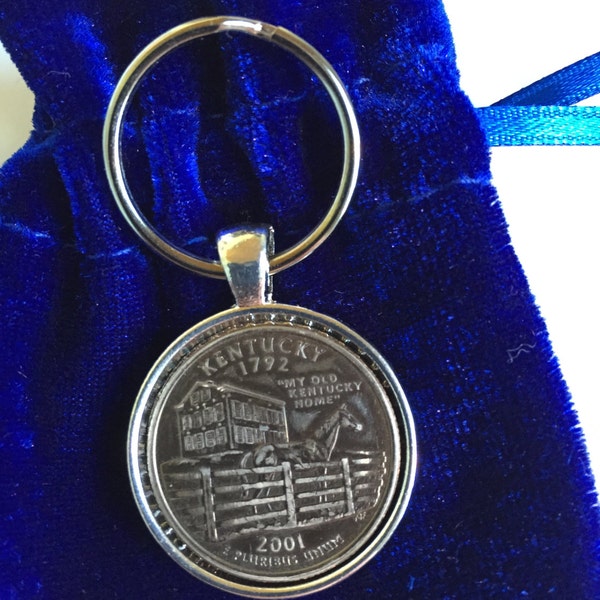 Kentucky Quarter Keychain - "My Old Kentucky Home"