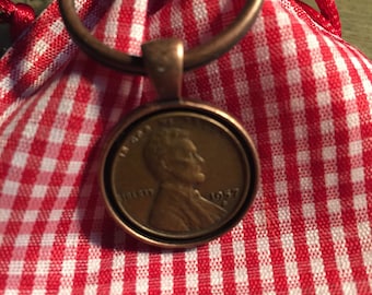 1957 Penny Keychain - Antique Copper