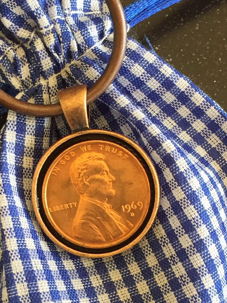 1969 Penny Keychain Antique Copper Etsy