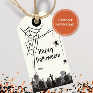 Halloween Gift Tag Printable | Graveyard Treat Bag Tag