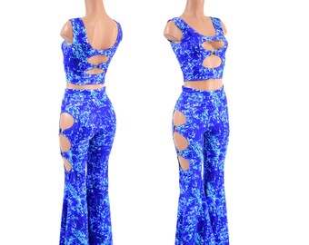 TidePool Triple Cutout O-Ring Solar Flares and  Double Cutout O-ring Crop Top Set
