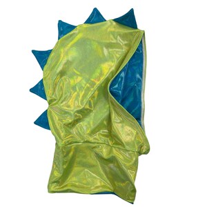 Neon Lime Holographic Short Dragon Spiked Hood (Hood only) with Peacock Lining and Spikes 15810547