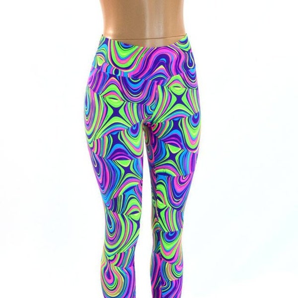 Neon UV Glow Worm High Waist Leggings  -150580