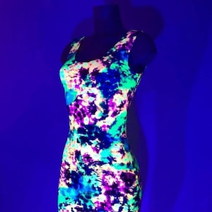 NEON Glow Acid Splash Bodycon Tank Style Mini Dress  -157754