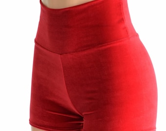 Red Velvet High Waist Shorts  152436