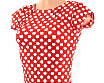 Red And White Polka Dots Long TShirt Top Tee Fancy Dress 6-10 