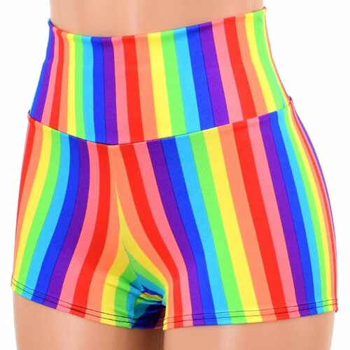 Lowrise Rainbow Stripe Booty Shorts Rave Festival Clubwear - Etsy