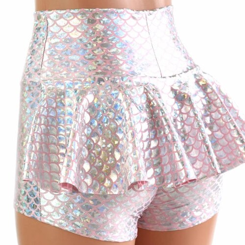 Pink & Silver Scale Ruffle Rump Shorts main image 0