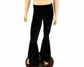 Mens Black Velvet Bell Bottoms - 154983