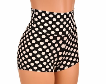 Black & White Polka Dot High Waist Shorts