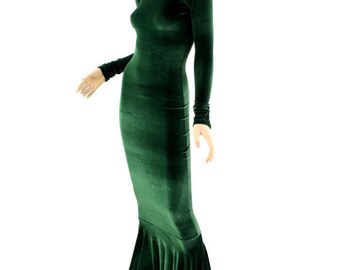 etsy green velvet dress