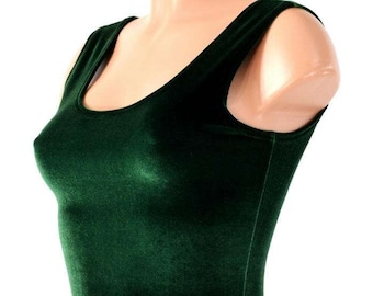Forest Green Velvet Crop Tank