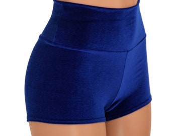 Sapphire Velvet High Waist Shorts - 156312