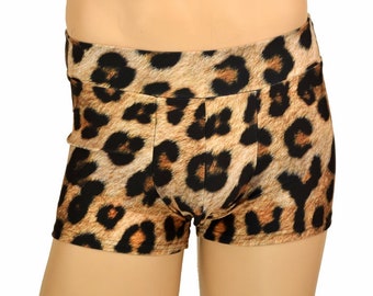 Men's Mid Rise "Aruba" Shorts in Leopard Print Cheetah Wild Animal Zoo Spots Jaguar - 156334