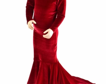 Girls Red Velvet La Muerta Puddle Train Dress Gown    152857