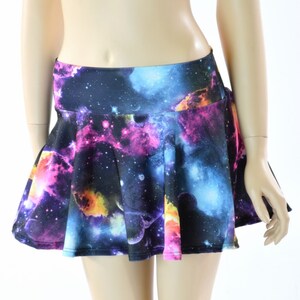 Neon UV Glow Galaxy Print Circle Cut Mini Skirt  -152302