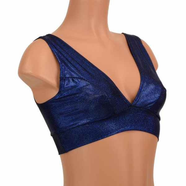 Blue Sparkly Jewel Starlette Bralette Spandex Rave Festival Clubwear 156037