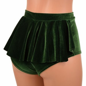 Ruffle Rump Siren Shorts in Green Velvet - 156742
