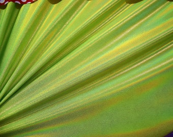 Lime Green Holographic Four Way Stretch Spandex Fabric (By the Yard)