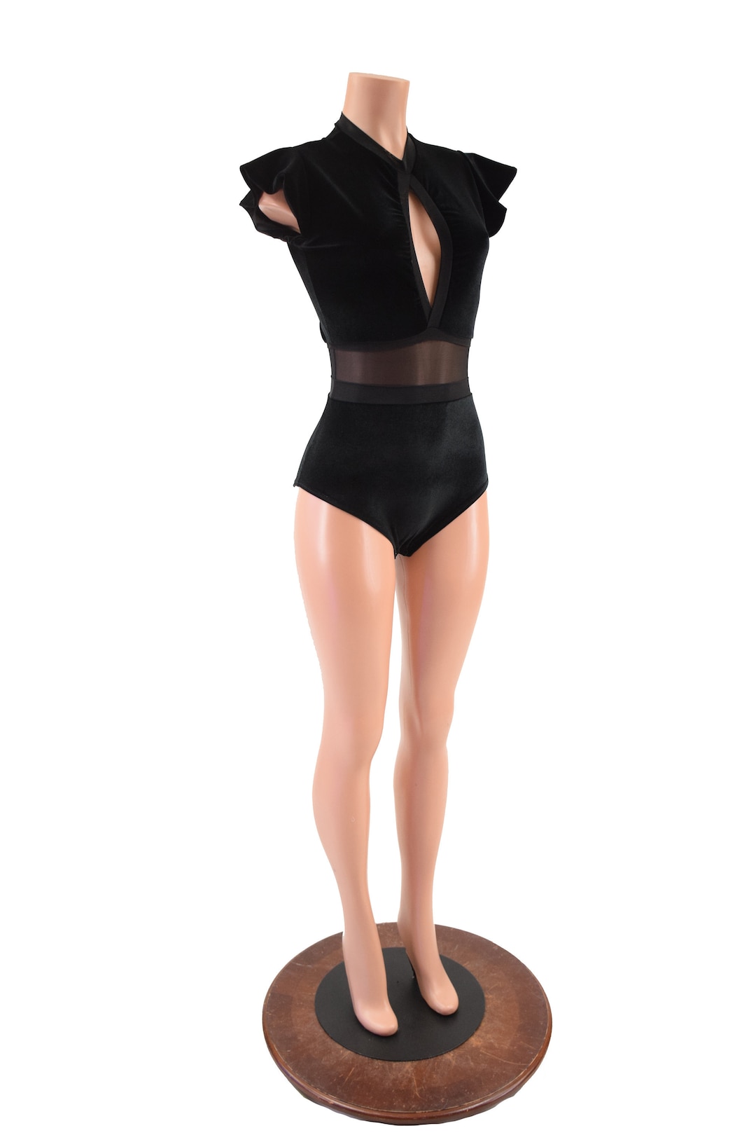 One Piece Iridescent Gartered Keyhole Romper with Zipper Closure