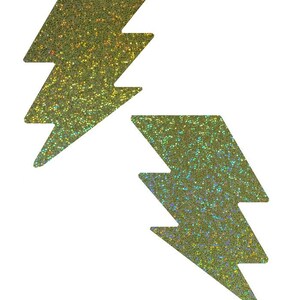 Gold Sparkly Jewel Holographic Bolt Pasties Body Stickers