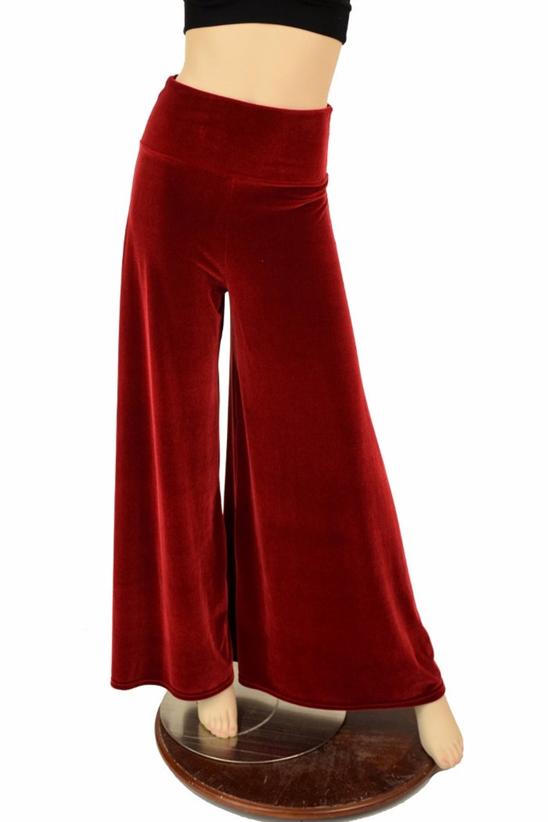 Red Velvet High Waist Wide Leg Pants Spandex Leggings Soft | Etsy