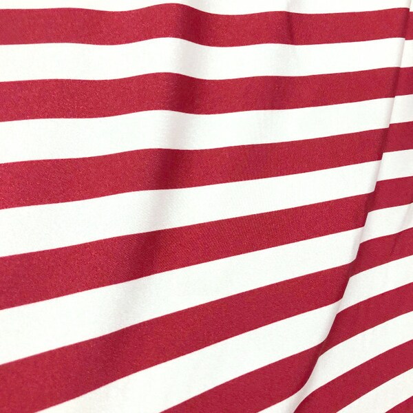 Red And White Striped Four Way Stretch Spandex Fabric (By the Yard)