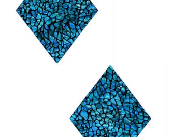 Turquoise on Black Shattered Glass Diamond Body Stickers Shiny Holographic Shape